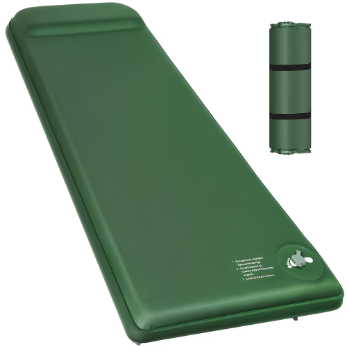 2.76-inch self inflating camping sleeping mat, camping mattress, 9.5R value all year round warm and thick memory cotton mattress, built-in foot pump and pillow, durable air cushion suitable for home, tent, car, travel, hiking, outdoor camping