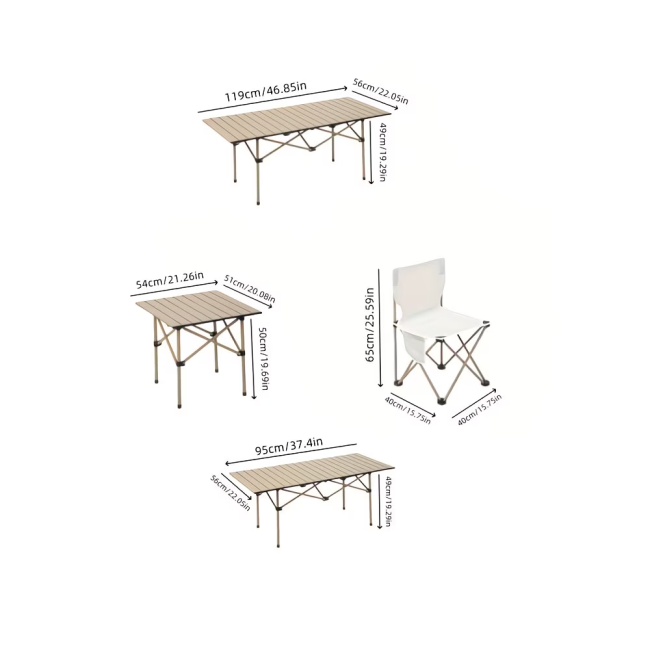 Lightweight folding camping table, easy to assemble and store, detachable design, equipped with a rollable tabletop and handbag, very suitable for outdoor dining, barbecue, beach and backyard parties, not recommended for those weighing over 120 pounds