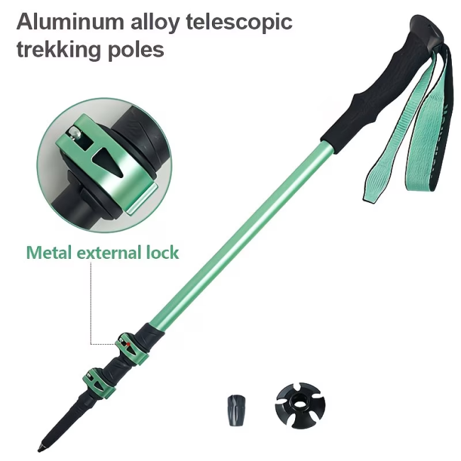 Aluminum alloy hiking pole, adjustable height, lightweight and sturdy outdoor hiking pole, with quick locking for both men and women, suitable for hiking and mountaineering