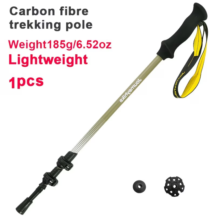 1 piece of carbon fiber hiking stick, ultra light and stretchable lightweight hiking stick with external lock, suitable for camping, hiking and mountaineering equipment