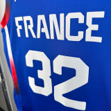 2024 Olympic Game France WEMBANYAMA # 32 Blue Basketball Jersey