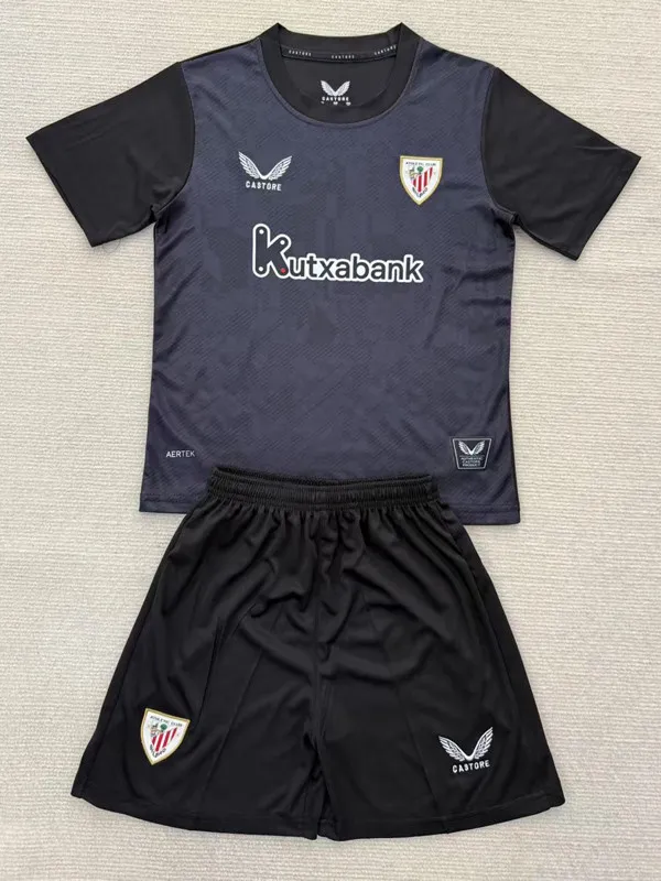 25-26 Bilbao Black Goalkeeper Kids Soccer Jersey