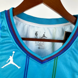 23-24 HORNETS BALL #1 Blue Top Quality Hot Pressing NBA Jersey (Retro Logo)