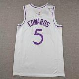 2018-19 Timberwolves EDWARDS #5  White Retro Top Quality Hot Pressing NBA Jersey