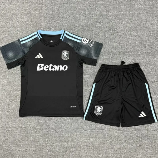 25-26 Aston Villa Away Kids Soccer Jersey 1:1 Thai Quality *带广告