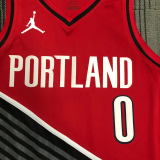 Trail Blazers LILLARD #0 Jordan Red Top Quality Hot Pressing NBA Jersey