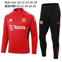 25-26 Man Utd High Quality Kids Half Pull Tracksuit 25-26 Man Utd High Quality Kids Half Pull Tracksuit