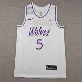 2018-19 Timberwolves EDWARDS #5  White Retro Top Quality Hot Pressing NBA Jersey