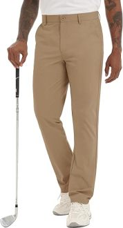 Men's Golf Pants Classic Fit - Quick Dry Performance Trousers Water Resistant Lightweight Work & Travel Slacks