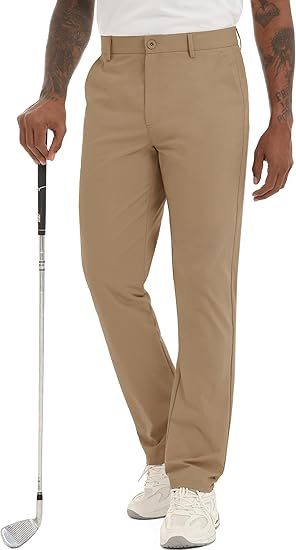 Men's Golf Pants Classic Fit - Quick Dry Performance Trousers Water Resistant Lightweight Work & Travel Slacks