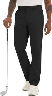 Men's Golf Pants Classic Fit - Quick Dry Performance Trousers Water Resistant Lightweight Work & Travel Slacks