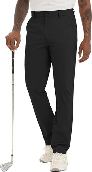 Men's Golf Pants Classic Fit - Quick Dry Performance Trousers Water Resistant Lightweight Work & Travel Slacks