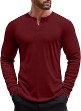 Men's Henley Shirts Long Sleeve Button T-Shirt Lightweight Fashion Casual Pullover Shirt