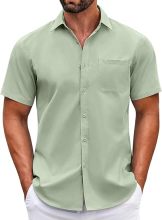 1 Mens Short Sleeve Casual Button Down Shirts Summer Untucked Dress Shirts with Pocket