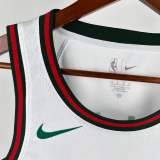 2017-18 BUCKS LILLARD #0 White Retro Top Quality Hot Pressing NBA Jersey