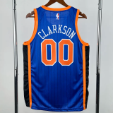 23-24 KNICKS CLARKSON #00 Blue City Edition Top Quality Hot Pressing NBA Jersey