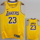 22-23 LAKERS JAMES #23 Yellow Top Quality Hot Pressing NBA Jersey(圆领)