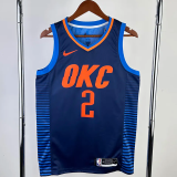 23-24 OKC Thunder GILGEOUS-ALEXANDER #2 Blue City Edition Top Quality Hot Pressing NBA Jersey (蓝色条纹 )