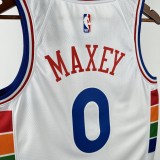 24-25 76ERS MAXEY #0 White City Edition Top Quality Hot Pressing NBA Jersey