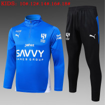 25-26 Al-Hilal High Quality Kids Half Pull Tracksuit