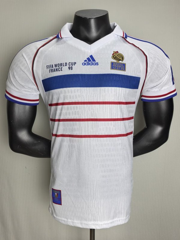 1998 France Away White Player Version Retro Soccer Jersey*球员