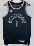 22-23 SA Spurs WEMBANYAMA #1 Black Top Quality Hot Pressing NBA Jersey (Retro Logo)