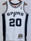 2002-03 SA Spurs GINOBILI #20 White Retro Top Quality Hot Pressing NBA Jersey