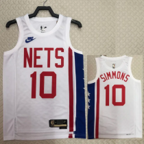 22-23 Nets SIMMONS #10 White Top Quality Hot Pressing NBA Jersey (Retro Logo)