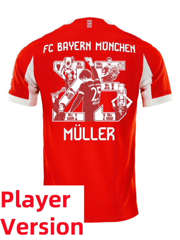 25-26 Bayern Home Muller #25 Print Picture Number Player Version Soccer Jersey*球员