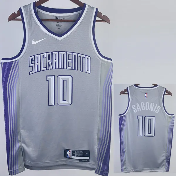 22-23 Kings SABONIS #10 Grey City Edition Top Quality Hot Pressing NBA Jersey