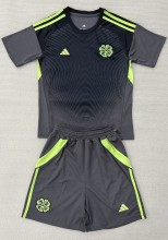 25-26 Celtic Gray Black Goalkeeper Kids Soccer Jersey 1:1 Thai Quality