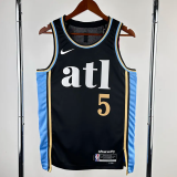 23-24 Hawks MURRAY #5 Black City Edition Top Quality Hot Pressing NBA Jersey