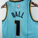 24-25 Hornets BALL #1 Blue City Edition Top Quality Hot Pressing NBA Jersey(V领)