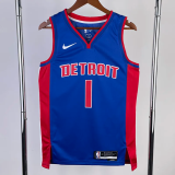 22-23 Pistons IVERSON #1 Blue Top Quality Hot Pressing NBA Jersey(V领)