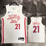 22-23 76ERS EMBIID #21 White City Edition Top Quality Hot Pressing NBA Jersey