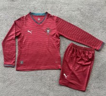 2026 Portugal Home Long Sleeve Kids Soccer Jersey (长袖)