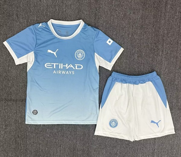 26-27 Man City Home Kids Soccer Jersey