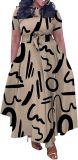 BFFBABY Plus Size Dress A Line Dresses for Women Summer Long Dresses with Sleeve Casual Belted