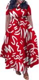BFFBABY Plus Size Dress A Line Dresses for Women Summer Long Dresses with Sleeve Casual Belted
