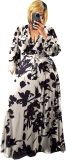 Plus Size Women's 2 Piece Outfits Casual Long Sleeve Wrap Crop Top Maxi Long Dress Flowy Matching Sets