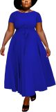 BFFBABY Plus Size Dress A Line Dresses for Women Summer Long Dresses with Sleeve Casual Belted