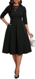Fall Dresses for Women Semi-Formal Fit Casual Slim Mid Sleeves O-Neck Elegant Swing A Line Midi Dresses