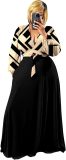 Plus Size Women's 2 Piece Outfits Casual Long Sleeve Wrap Crop Top Maxi Long Dress Flowy Matching Sets