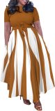BFFBABY Plus Size Dress A Line Dresses for Women Summer Long Dresses with Sleeve Casual Belted
