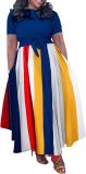 BFFBABY Plus Size Dress A Line Dresses for Women Summer Long Dresses with Sleeve Casual Belted
