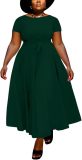 BFFBABY Plus Size Dress A Line Dresses for Women Summer Long Dresses with Sleeve Casual Belted