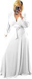 Plus Size Women's 2 Piece Outfits Casual Long Sleeve Wrap Crop Top Maxi Long Dress Flowy Matching Sets