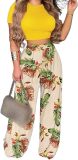 2 Piece Outfits for Women Short Sleeve Crop Top High Waist Wide Leg Long Pant Sets Tracksuit Sport Set