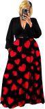 Plus Size Women's 2 Piece Outfits Casual Long Sleeve Wrap Crop Top Maxi Long Dress Flowy Matching Sets