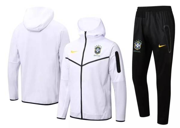 22-23 Brazil White Hoodie Jacket Tracksuit#F392
